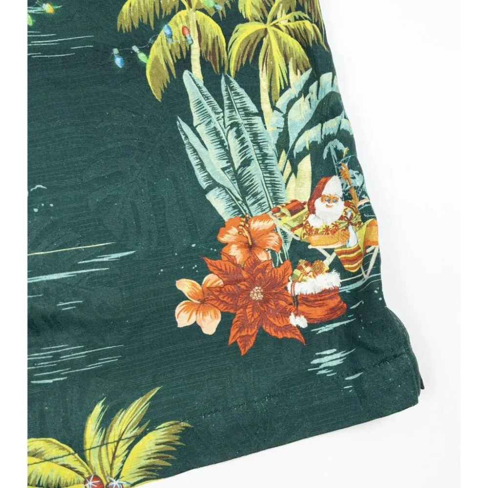 Tommy Bahama Santa Christmas Shirt Men's 3XL Silk Hawaiian Green Aloha Holidays - Picture 9 of 16